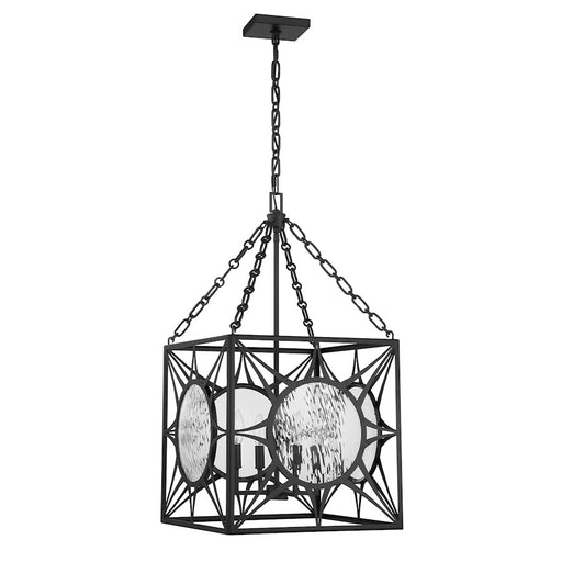 Savoy House Balfour 4 Light Pendant, Matte Black/Clear Water