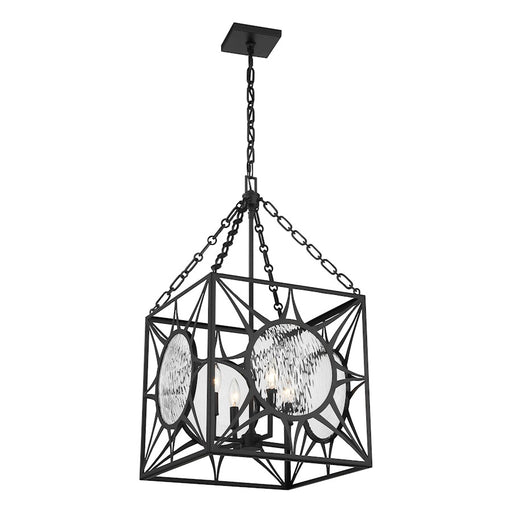 Savoy House Balfour 4 Light Pendant, Matte Black/Clear Water