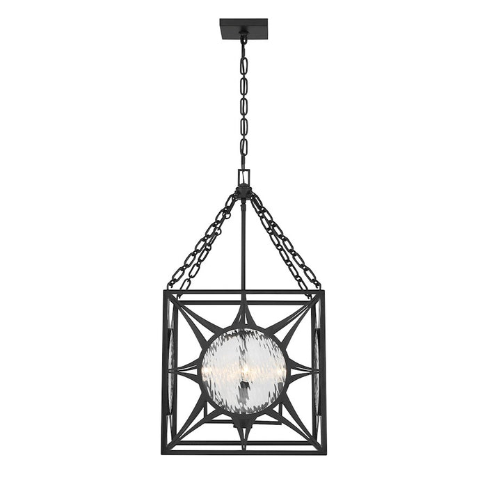 Savoy House Balfour 4 Light Pendant, Matte Black/Clear Water