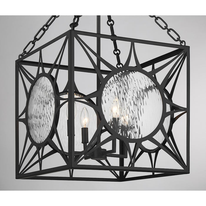 Savoy House Balfour 4 Light Pendant, Matte Black/Clear Water