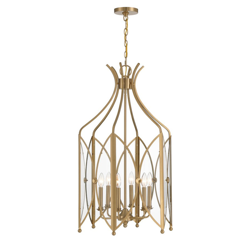 Savoy House Enclave 6 Light Pendant, Noble Brass/Clear - 3-6802-6-127