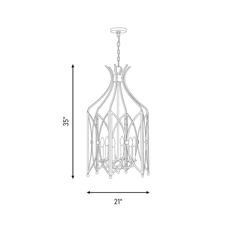 Savoy House Enclave 6 Light Pendant, Noble Brass/Clear