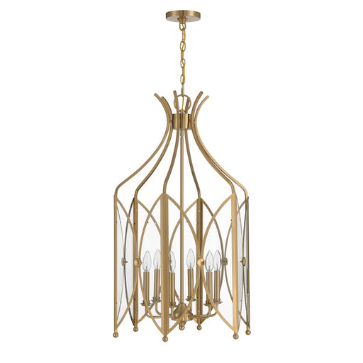 Savoy House Enclave 6 Light Pendant, Noble Brass/Clear