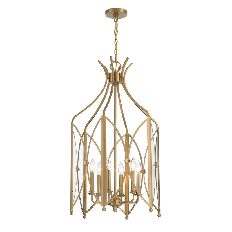 Savoy House Enclave 6 Light Pendant, Noble Brass/Clear
