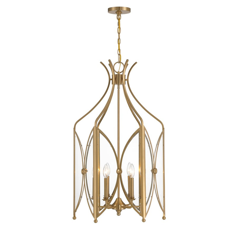 Savoy House Enclave 6 Light Pendant, Noble Brass/Clear