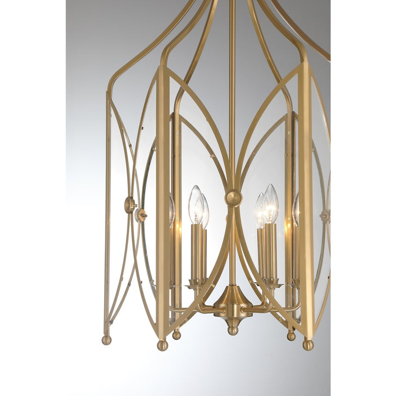 Savoy House Enclave 6 Light Pendant, Noble Brass/Clear