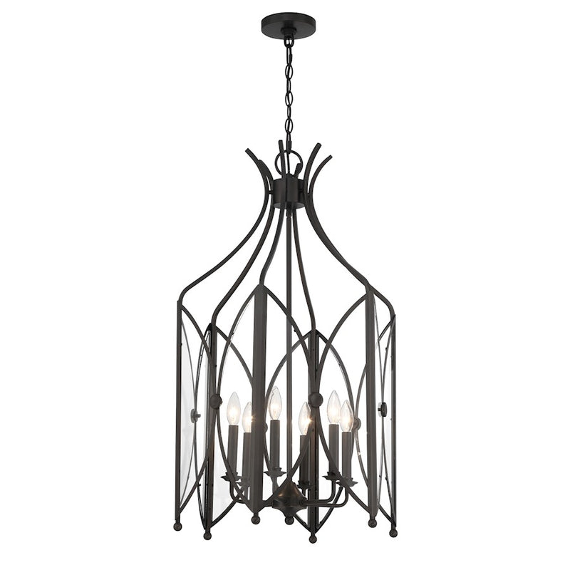 Savoy House Enclave 6 Light Pendant, Black Tourmaline/Clear