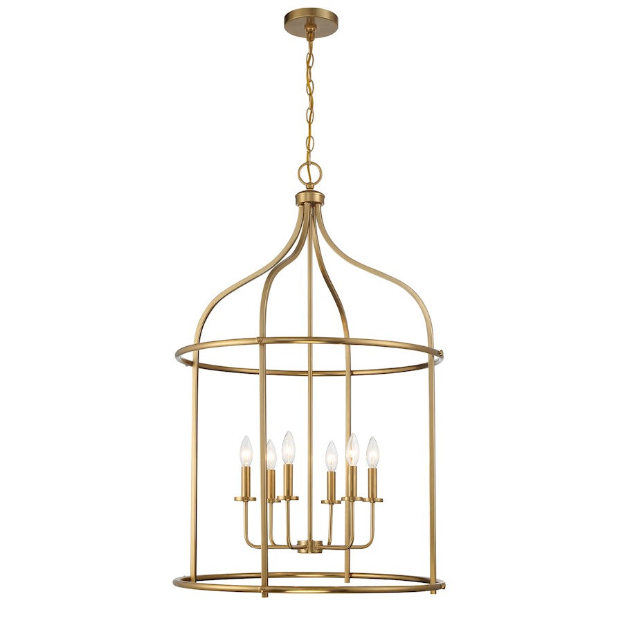 Savoy House Brookstone 6-Light Pendant, Warm Brass - 3-7388-6-322