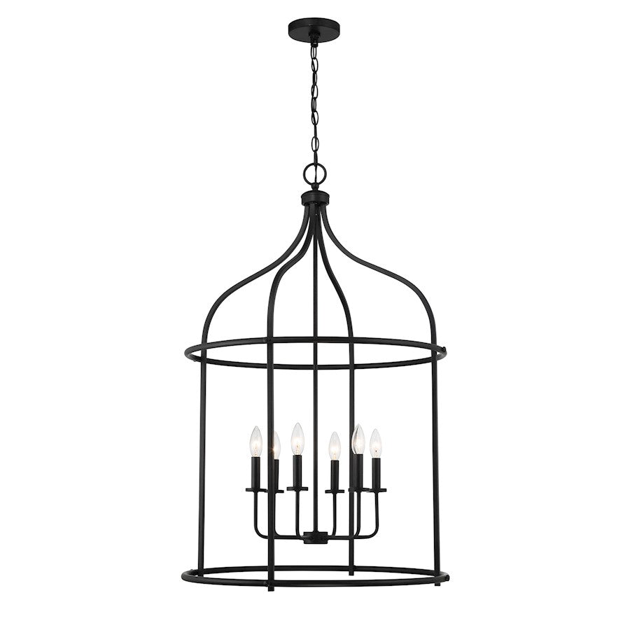 Savoy House Brookstone 6-Light Pendant, Matte Black