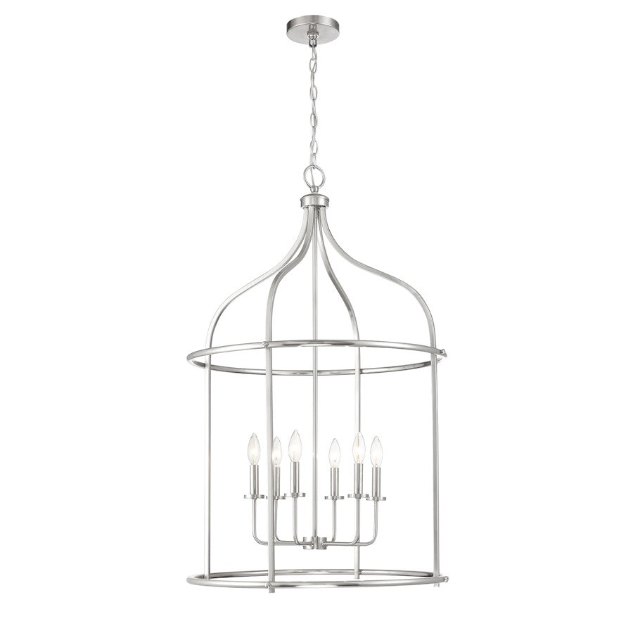 Savoy House Brookstone 6-Light Pendant, Satin Nickel