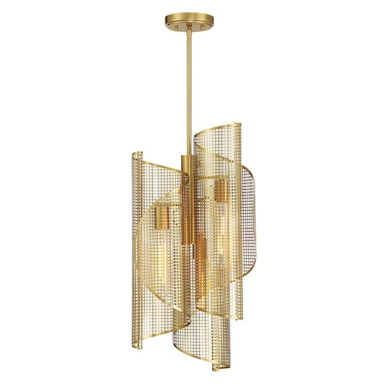 Savoy Essentials Hillbourne 3 Light Pendant, Warm Brass