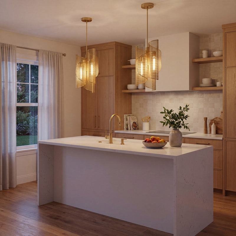 Savoy Essentials Hillbourne 3 Light Pendant, Warm Brass