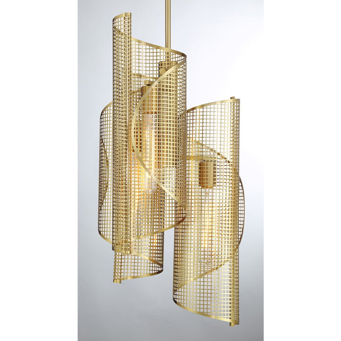 Savoy Essentials Hillbourne 3 Light Pendant, Warm Brass