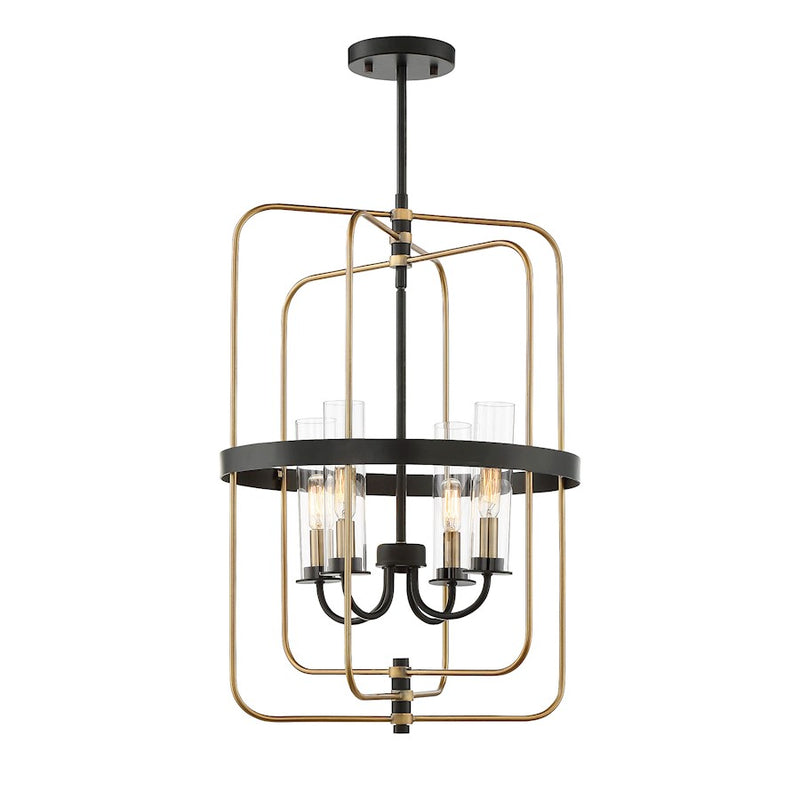 Savoy House Kearney 4-Light Pendant, Vintage Black/Warm Brass