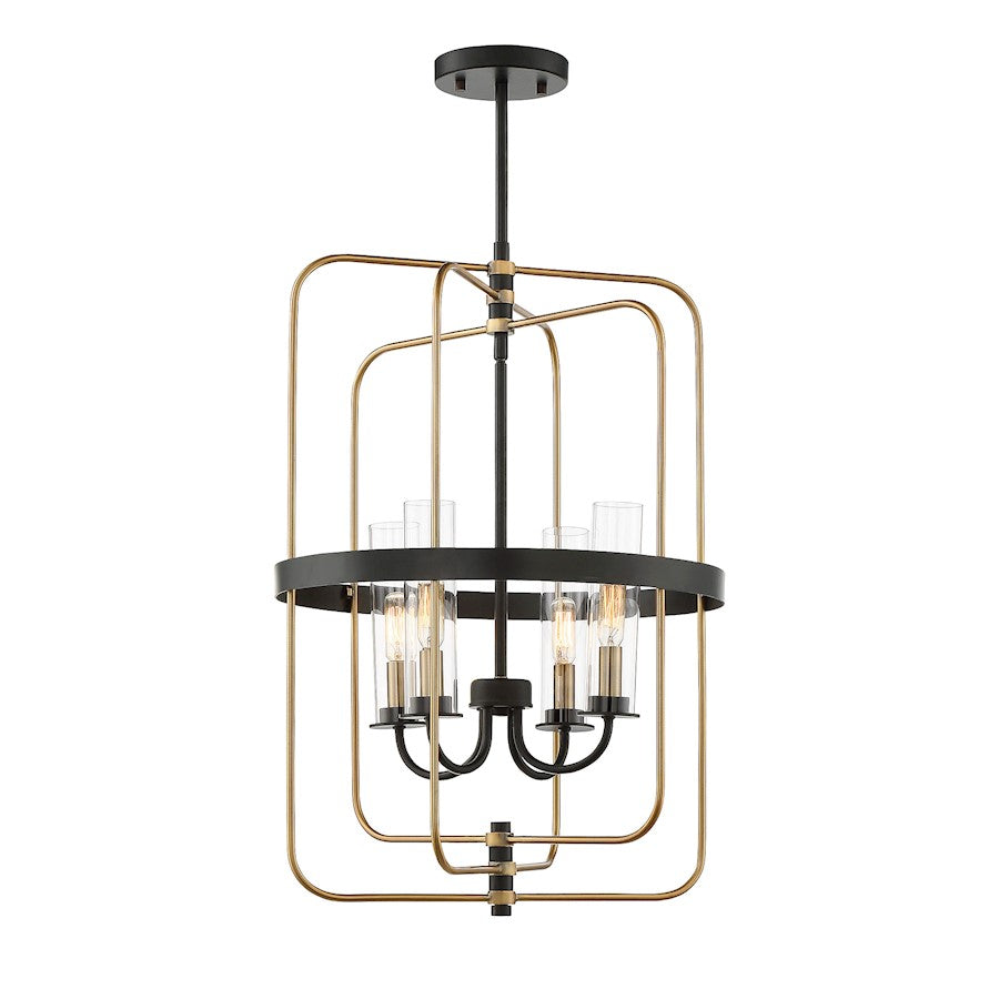 Savoy House Kearney 4-Light Pendant, Vintage Black/Warm Brass - 3-8072-4-51