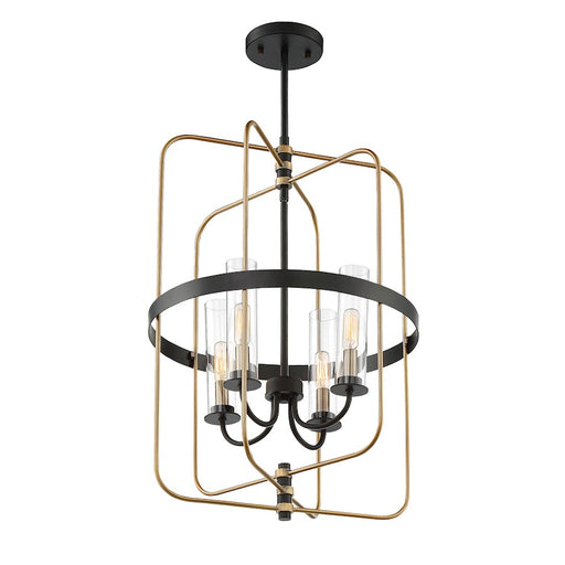 Savoy House Kearney 4-Light Pendant, Vintage Black/Warm Brass