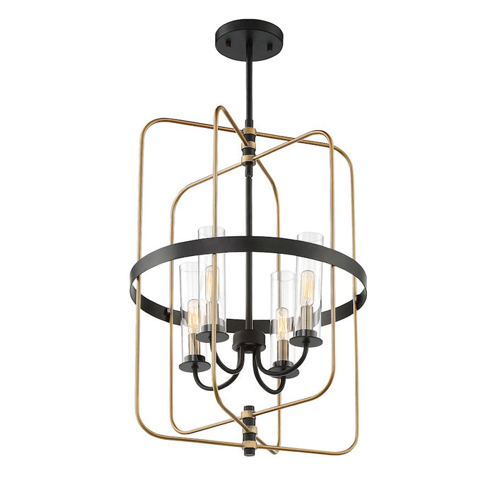 Savoy House Kearney 4-Light Pendant, Vintage Black/Warm Brass