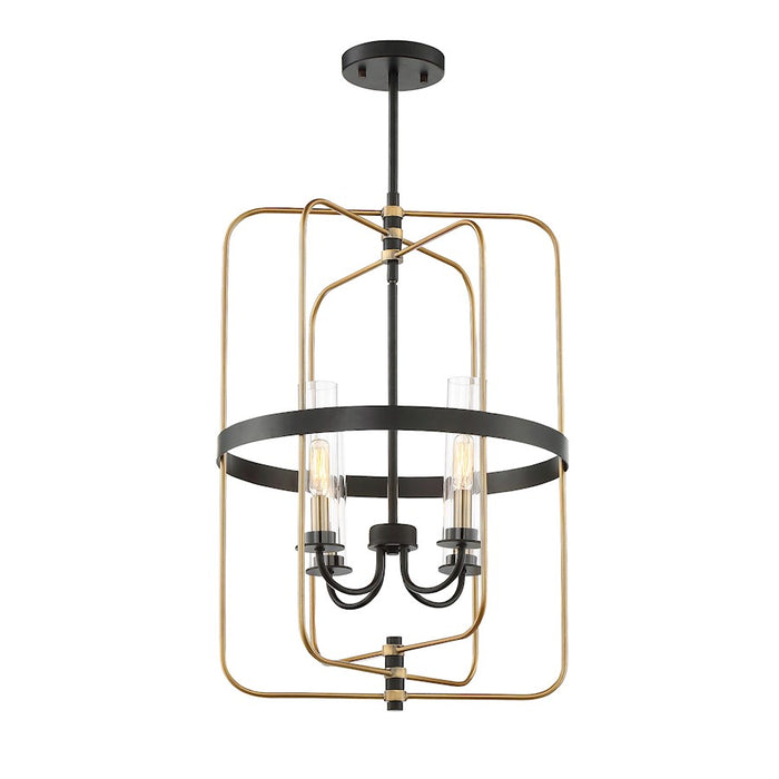 Savoy House Kearney 4-Light Pendant, Vintage Black/Warm Brass