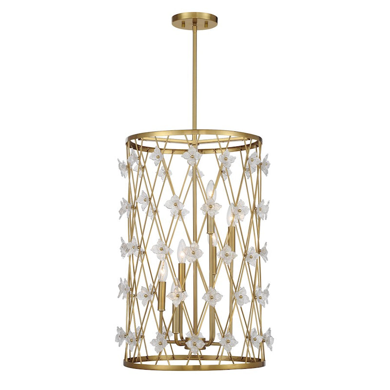 Savoy House Bailey 6 Light Pendant, Warm Brass