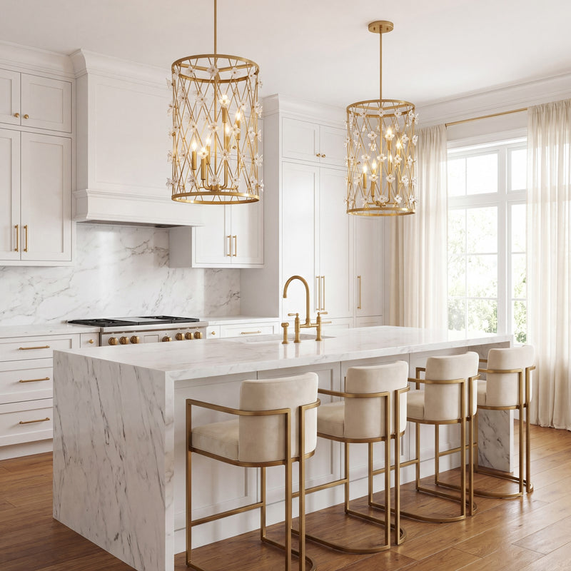 Savoy House Bailey 6 Light Pendant, Warm Brass