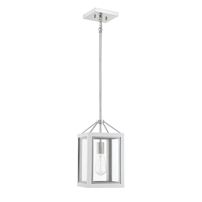 Savoy House Champlin 1Lt Pendant, White/ Nickel