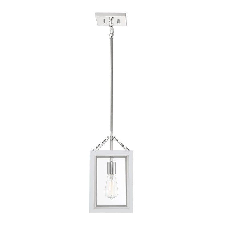 Savoy House Champlin 1Lt Pendant, White/ Nickel