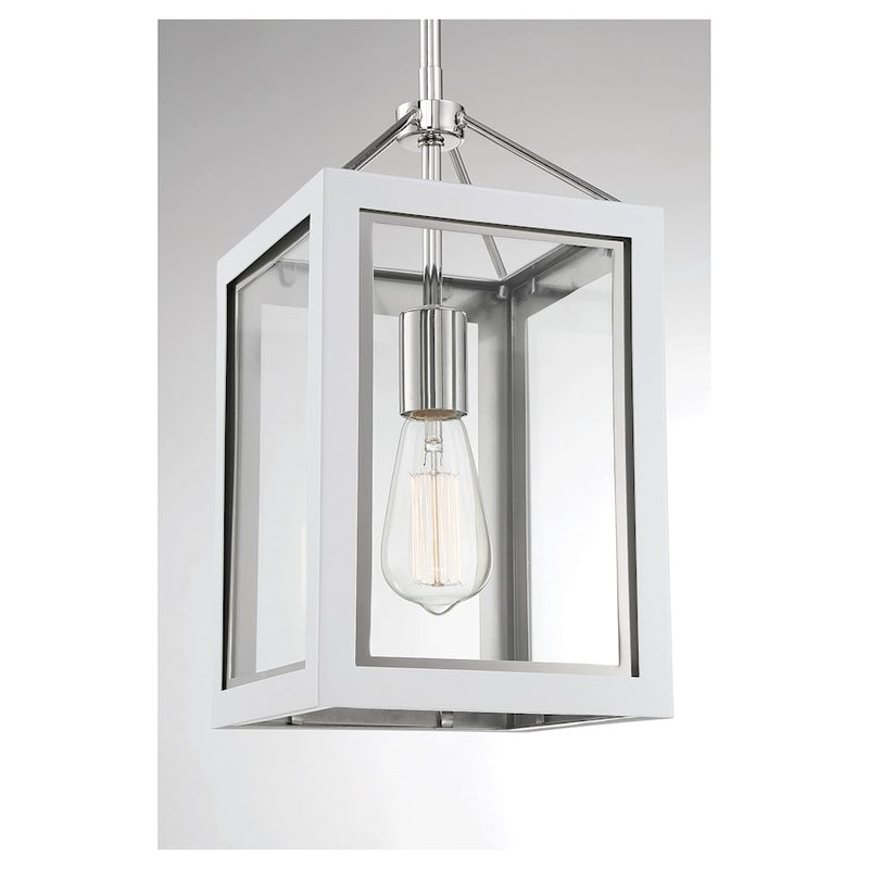 Savoy House Champlin 1Lt Pendant, White/ Nickel