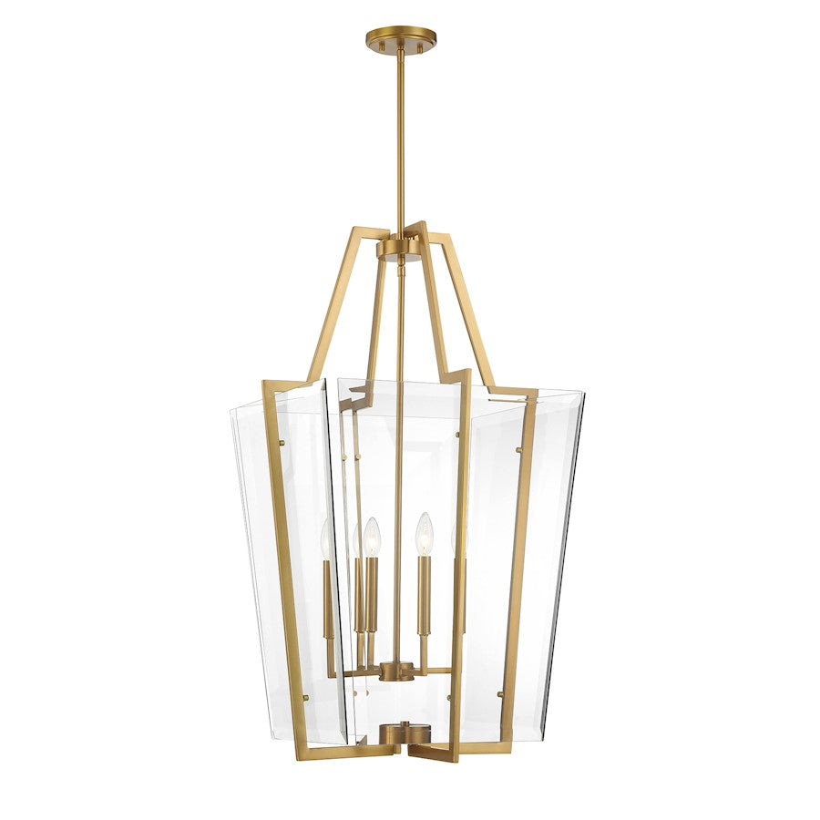 Savoy House Farell 4 Light Pendant, Warm Brass/Clear Beveled - 3-9950-4-322