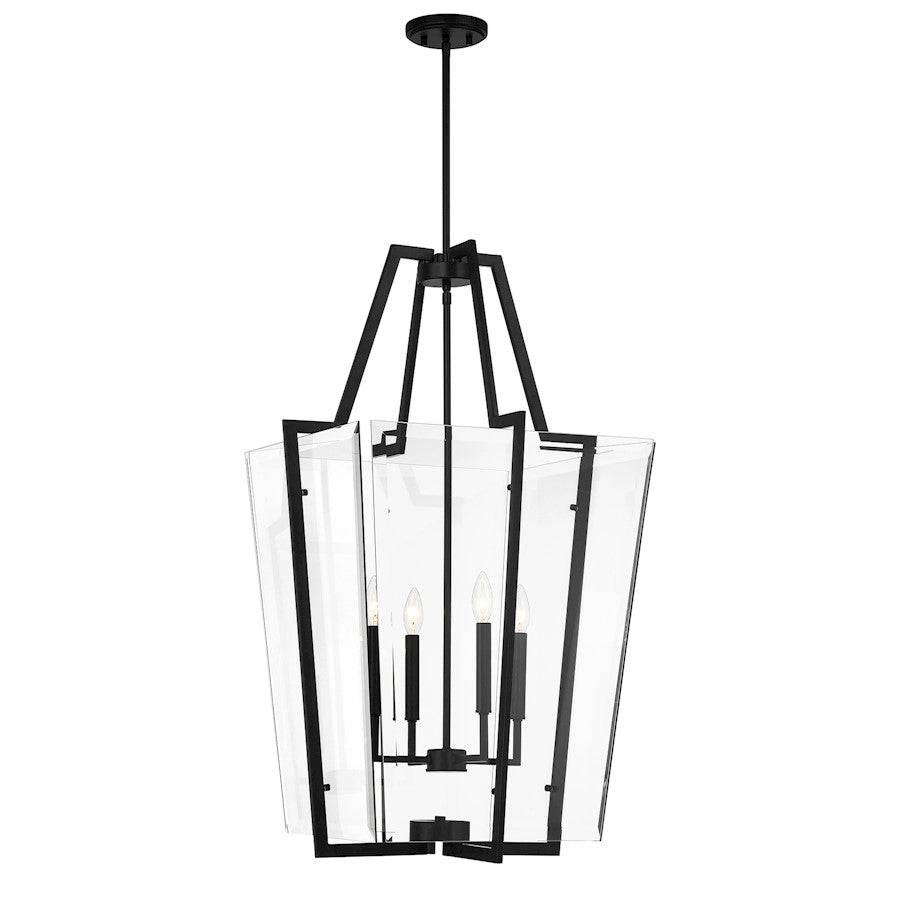 Savoy House Farell 4 Light Pendant, Matte Black/Clear Beveled - 3-9950-4-89