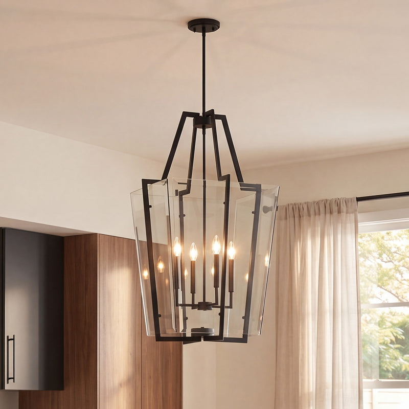 Savoy House Farell 4 Light Pendant, Matte Black/Clear Beveled