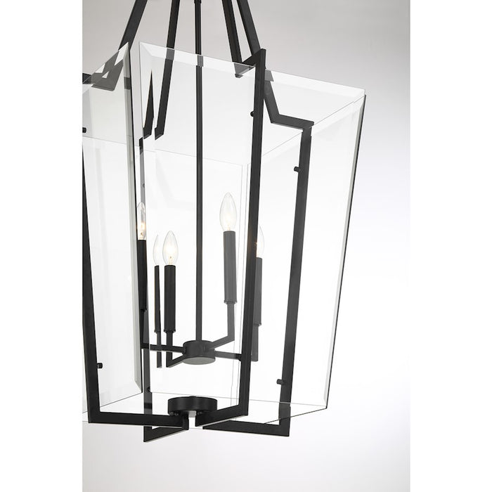 Savoy House Farell 4 Light Pendant, Matte Black/Clear Beveled