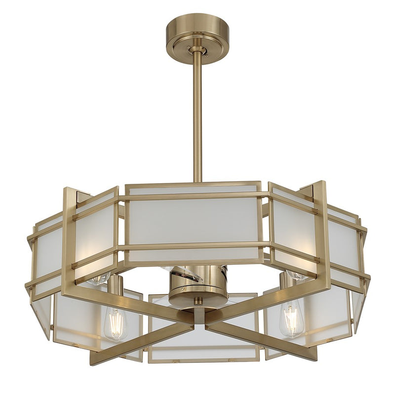 Savoy House Canterbury 4Lt Ceiling Fan, Fan D'Lier, Noble Brass
