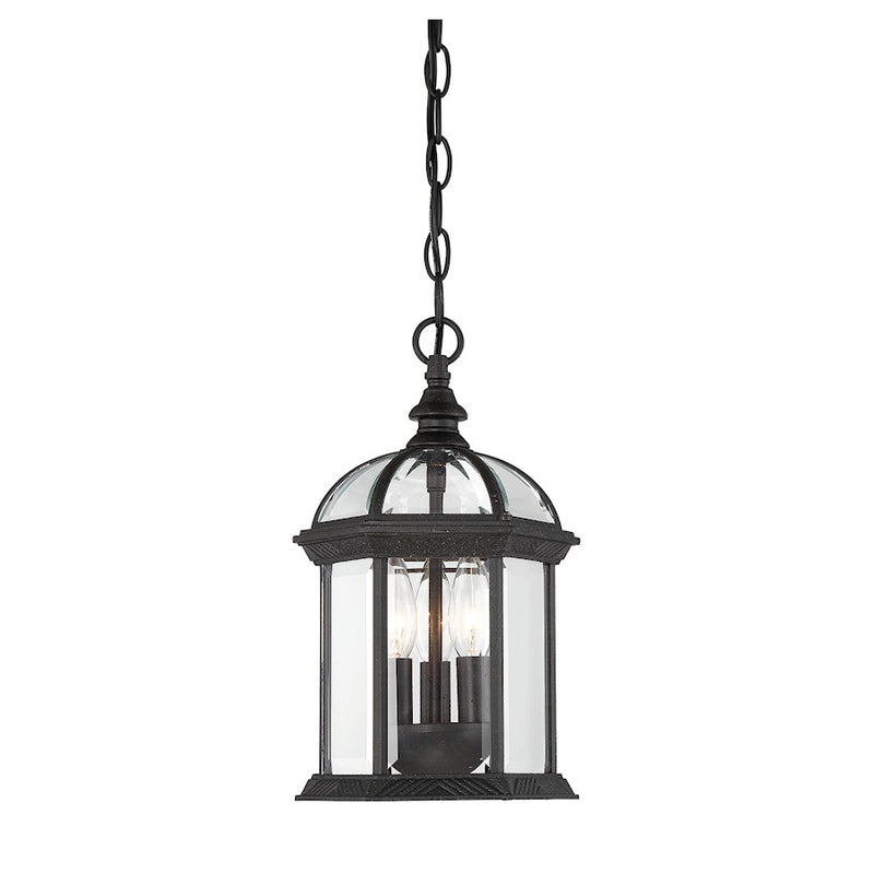 Savoy House Kensington 3Lt Outdoor Hanging Lantern, Textured Black