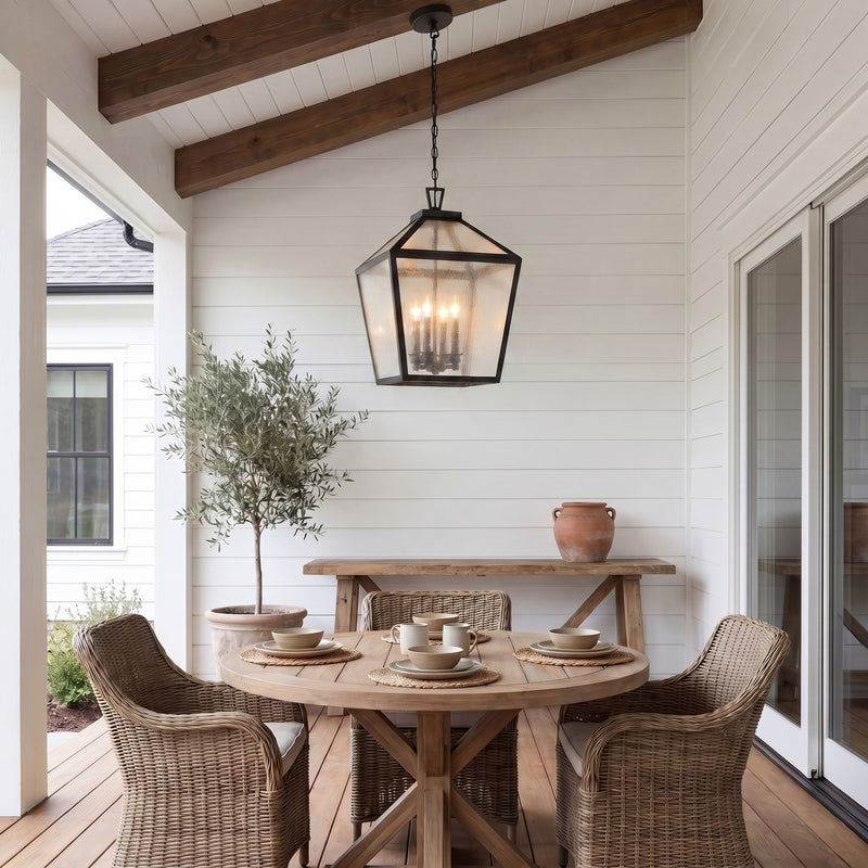 Savoy House Woodstock 4 Light Outdoor Hanging Lantern, Black