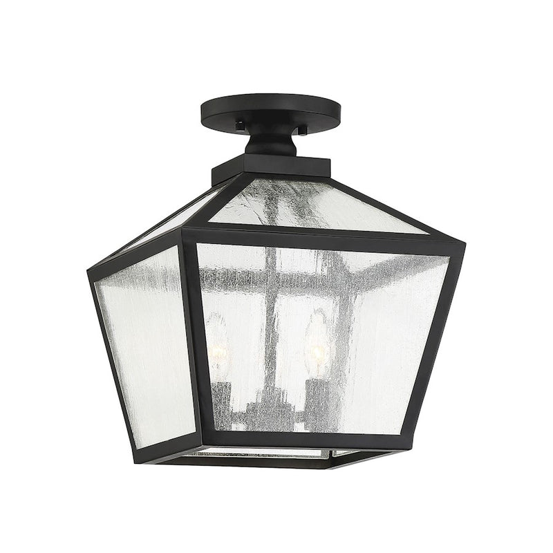 Savoy House Woodstock 3 Light Outdoor Flush Mount Lantern, Black