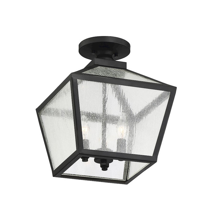 Savoy House Woodstock 3 Light Outdoor Flush Mount Lantern, Black