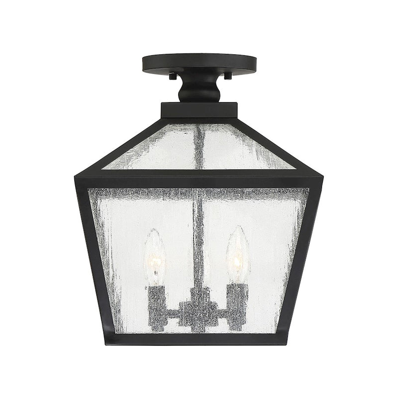Savoy House Woodstock 3 Light Outdoor Flush Mount Lantern, Black