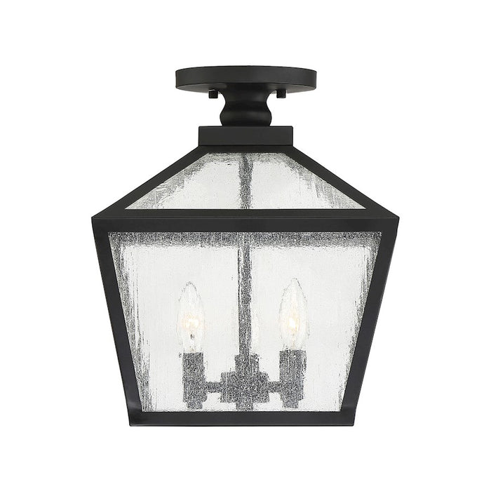 Savoy House Woodstock 3 Light Outdoor Flush Mount Lantern, Black
