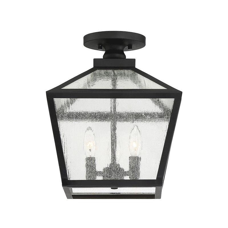 Savoy House Woodstock 3 Light Outdoor Flush Mount Lantern, Black