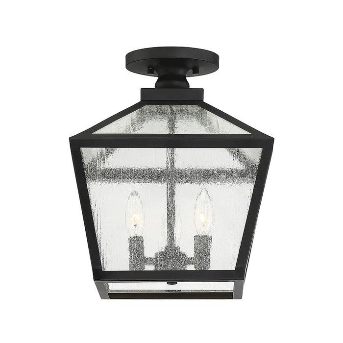 Savoy House Woodstock 3 Light Outdoor Flush Mount Lantern, Black