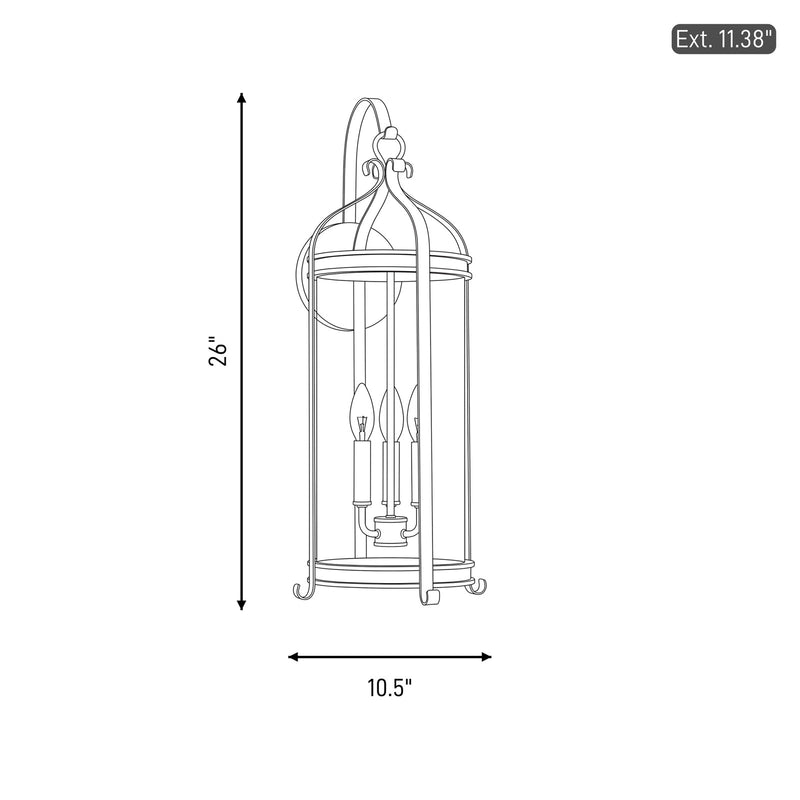 Savoy House Preston 3Lt Outdoor Wall Lantern, Iron, Iron Oxide