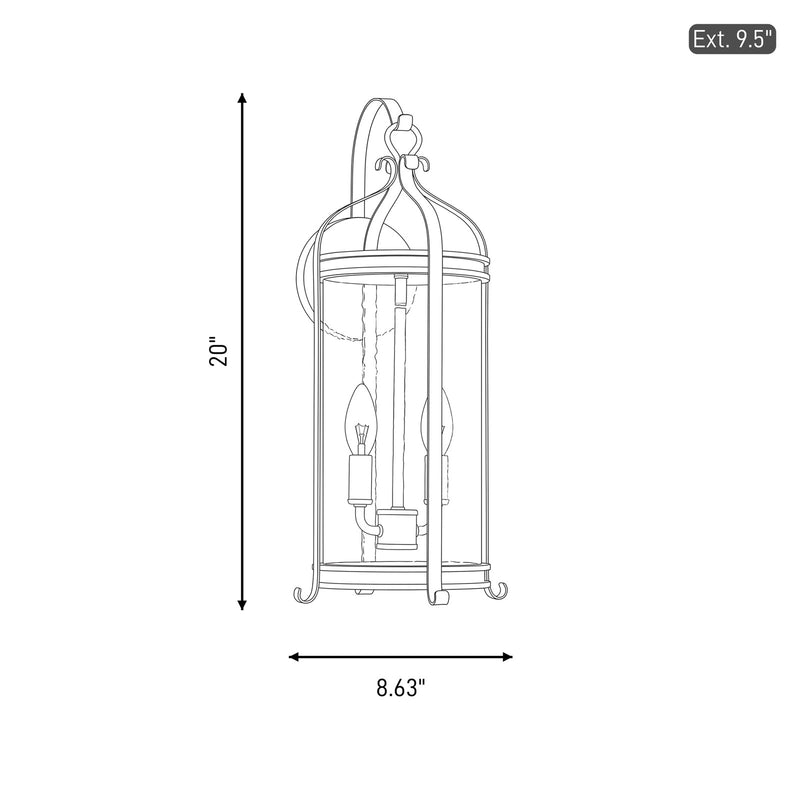 Savoy House Preston 2Lt Outdoor Wall Lantern, Iron, Iron Oxide