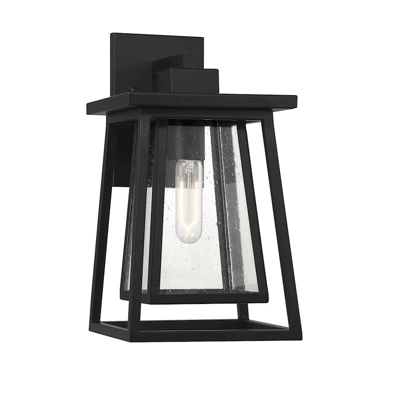 Savoy House Denver 1 Light Outdoor Wall Lantern, Black/Seeded