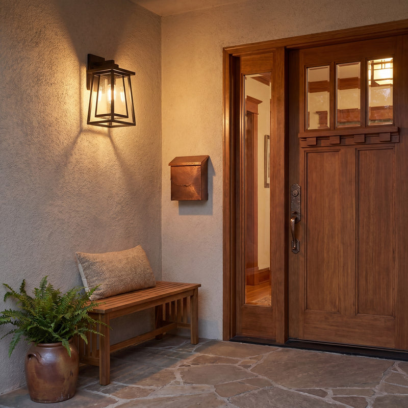 Savoy House Denver 1 Light Outdoor Wall Lantern, Black/Seeded