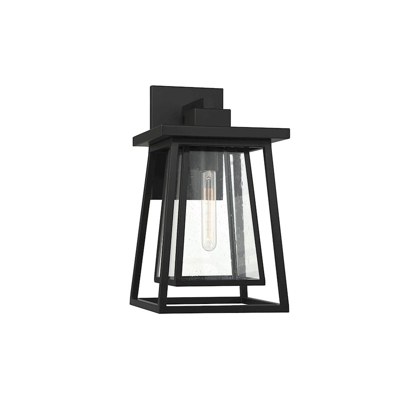 Savoy House Denver 1 Light Outdoor Wall Lantern, Black/Seeded