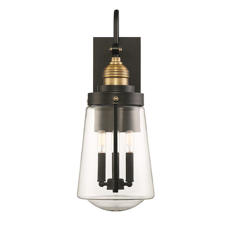 Savoy House Macauley 3Lt Outdoor Wall Lantern, Vintage Black/Brass