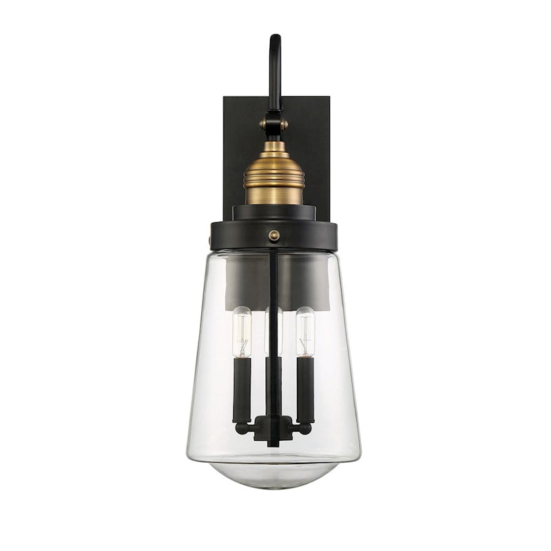Savoy House Macauley 3Lt Outdoor Wall Lantern, Vintage Black/Brass