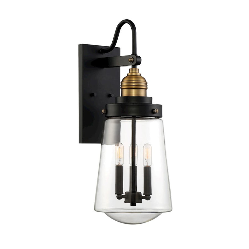 Savoy House Macauley 3Lt Outdoor Wall Lantern, Vintage Black/Brass