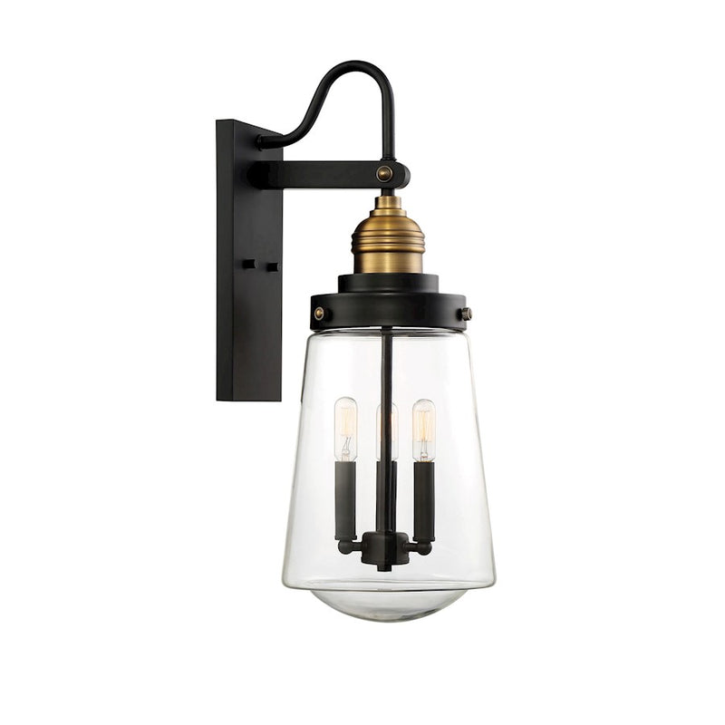 Savoy House Macauley 3Lt Outdoor Wall Lantern, Vintage Black/Brass
