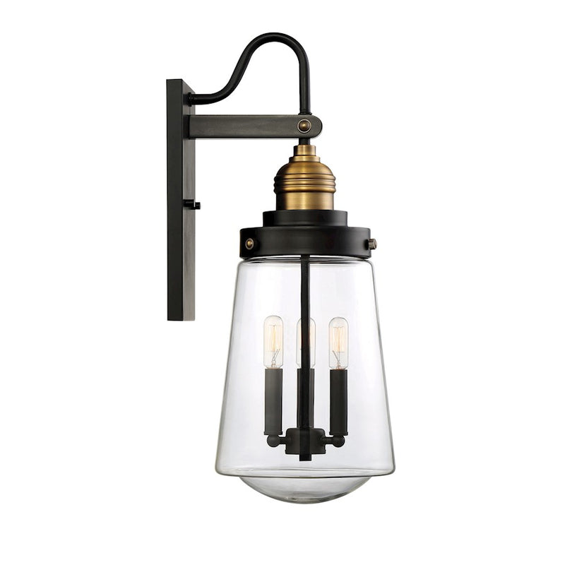 Savoy House Macauley 3Lt Outdoor Wall Lantern, Vintage Black/Brass